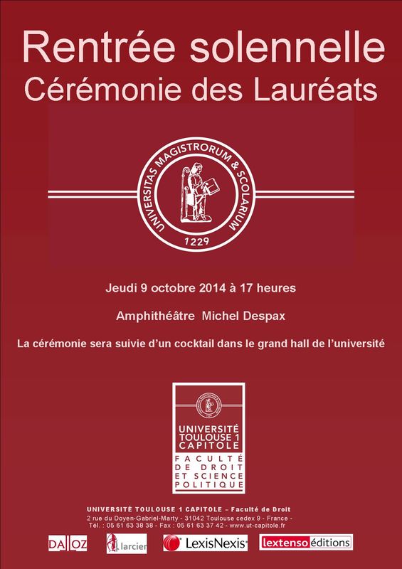 Rentrée solennelle Faculté de Droit et Sciences Politiques 2014